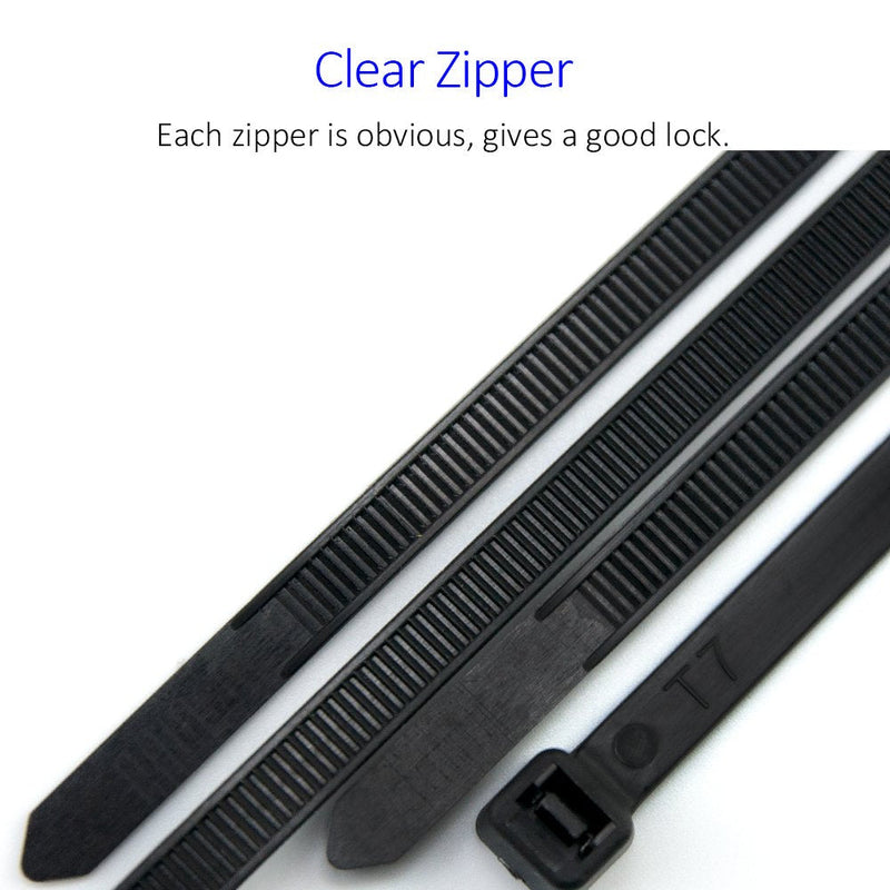  [AUSTRALIA] - Cable Zip Ties Heavy Duty 8 Inch, Ultra Strong Plastic Wire Ties with 80 Pounds Tensile Strength, 100 Pieces, Nylon Tie Wraps with 0.24 Inch/6mm Width in Black & White, Indoor and Outdoor UV Resistant