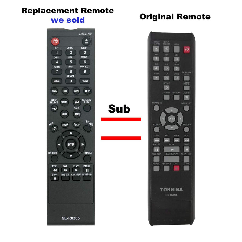 New SE-R0265 Replace Remote Control fit for Toshiba DVDR DVR DVD Video Recorder DFTV200 D-FTV200 DKR10 D-KR10 DKR10KU D-KR10KU DKR40 D-KR40 DKR40KU D-KR40KU DR400 D-R400 DR400KU D-R400KU DR410 D-R410 - LeoForward Australia