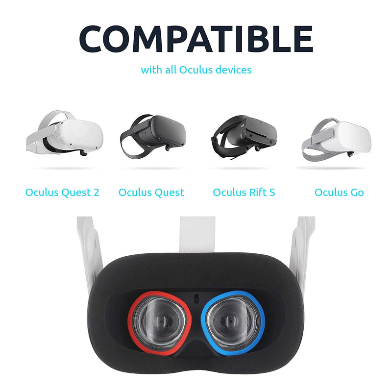  [AUSTRALIA] - Olixar Lens Protectors for Oculus Quest 2 VR Headset - Prevent your Glasses from Scratching your Oculus Quest 2 Lenses - 3 Sizes Included, Use your Favourite Pair - Red & Blue