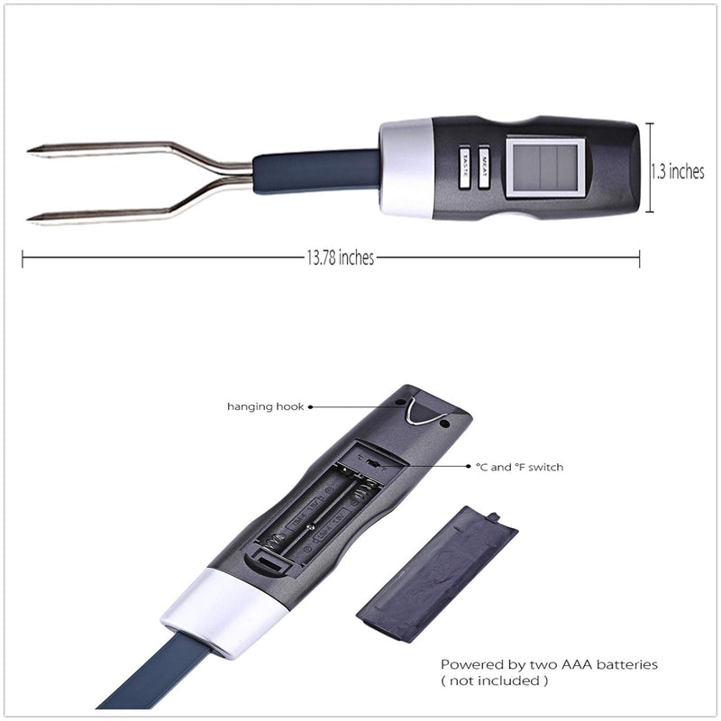  [AUSTRALIA] - Meat Thermometer Fork BBQ Fork with Thermometer Digital BBQ Fork Thermometer Digital Cooking Fork Instant Read Fork for Kitchen, Grilling, Smoker, Barbecue, Turkey