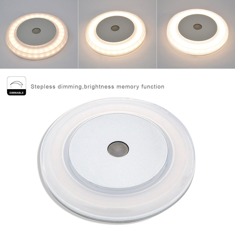  [AUSTRALIA] - THALASSA 3W RV Boat Touch Ceiling LED Light - DC 12V 2800K Soft White Memory Light Annular Frosted Lens with Stepless Dimmable, Surface Mount, Hidden Fasteners Design with Stainless Steel Screws 1 pack