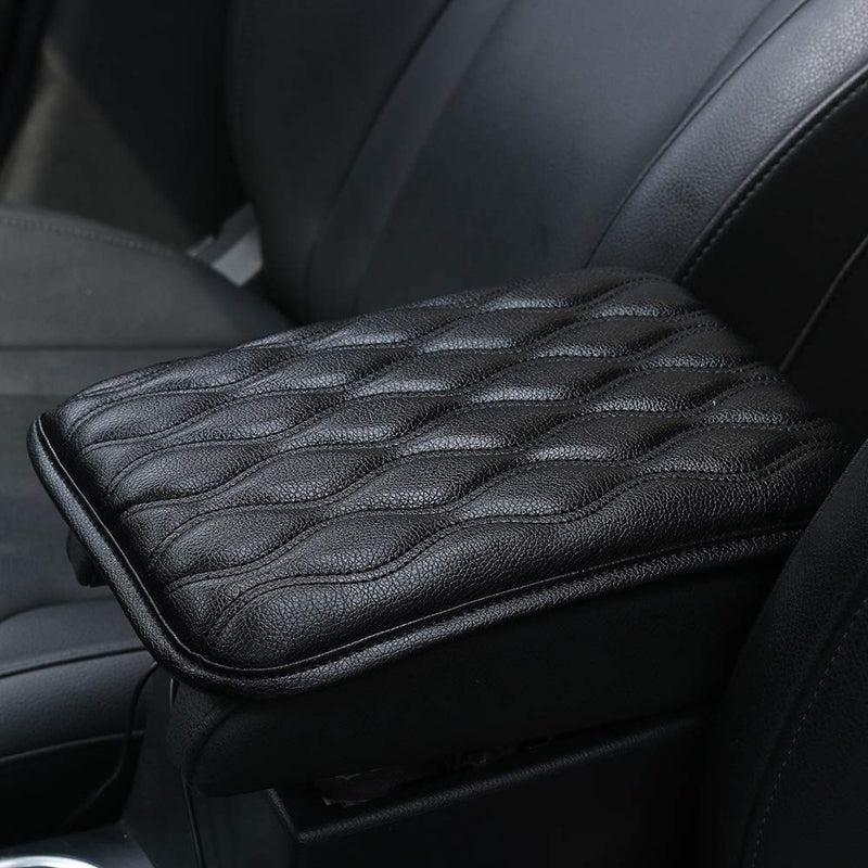  [AUSTRALIA] - Dotesy Auto Center Console Cover Armrest Pads, PU Leather Universal Car Center Console Box Arm Rest Pads Cushion Protector (Black) Black