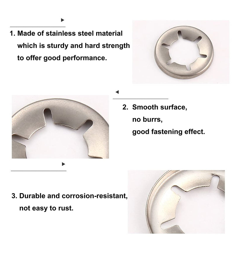  [AUSTRALIA] - cSeao 150pcs 304 Stainless Steel Starlock Internal Tooth Push On Locking Washers Assortment Kit, M3/ M4/ M5/ M6/ M8/ M10/ M12