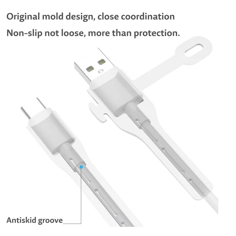  [AUSTRALIA] - 2 Pairs NURWOUE Charger Cable Saver, Cable Protector Compatible for USB Type C ，Cable Management Organizer Protective，Cord Saver for Bundling and Organizing Cables (White) White