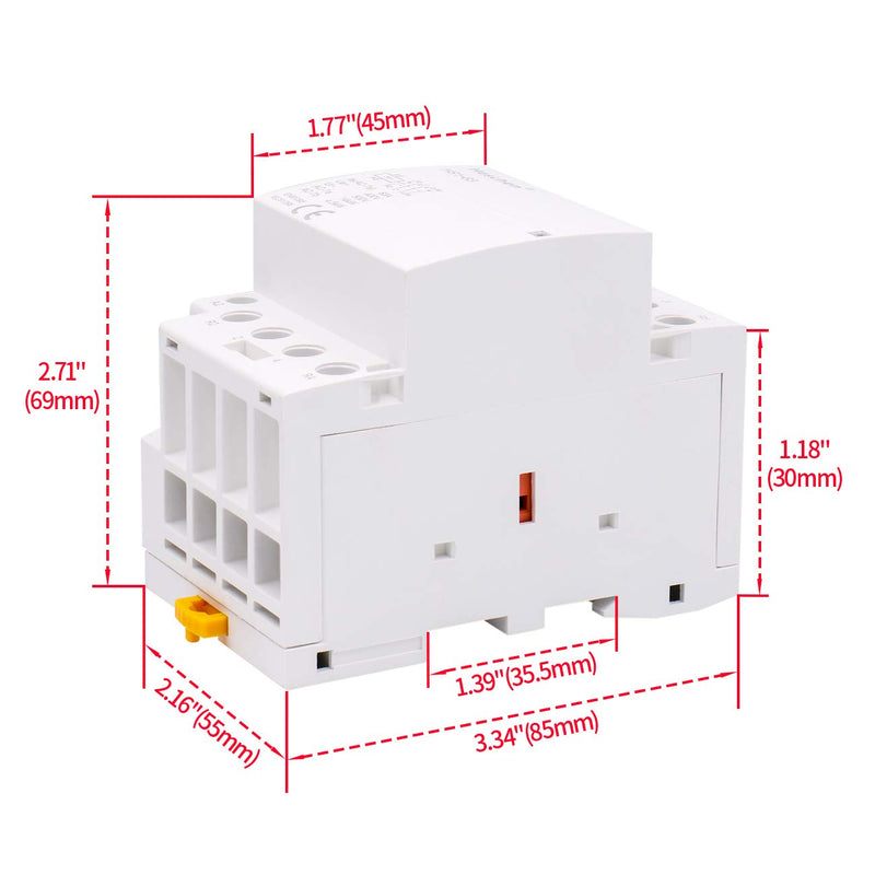  [AUSTRALIA] - Heschen Household AC Contactor, HS1-63, Ie 63A, 4 Pin, 2NO 2NC, AC 24V Coil Voltage, 35mm DIN Rail Mounting