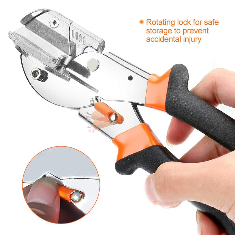  [AUSTRALIA] - Multi Angle Miter Shear Cutter, Jhua 8'' Multifunctional Trunking Shears Hand Tools 45 Degree To 135 Degree Miter Shears Cutting Tool with 10 Spare Blades for Cutting Chamfer, Soft Wood, Plastic, PVC