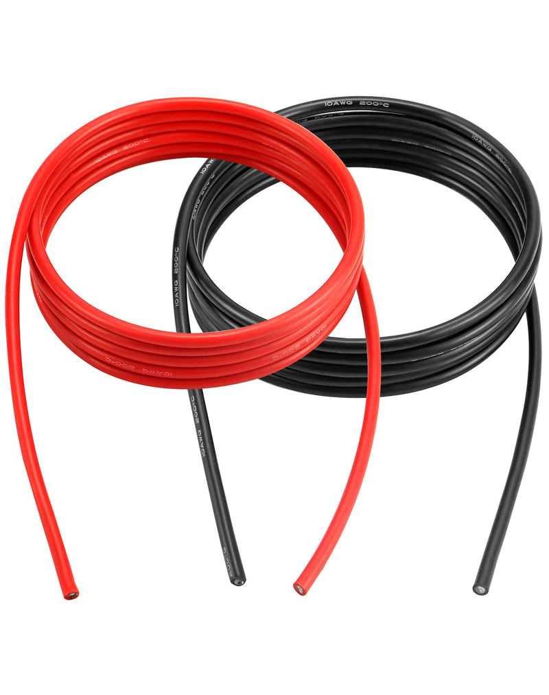  [AUSTRALIA] - QWORK 10AWG 6mm² silicone electronics cable - 2.5M black and 2.5M red - 10 gauge silicone wire car cable flexible and soft low impedance 1050 strands OFC tinned wires 10 awg 5m