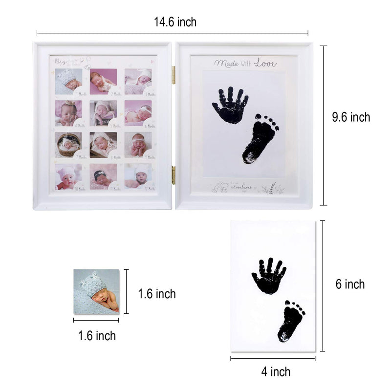  [AUSTRALIA] - Baby Handprint and Footprint Kit Keepsake Frame Baby First Year Picture Frame Month Frame Baby Gifts Personalized Baby Shower Gifts,Memory Art Picture Frames for Baby Registry, Nursery Decor(Blue) BLUE