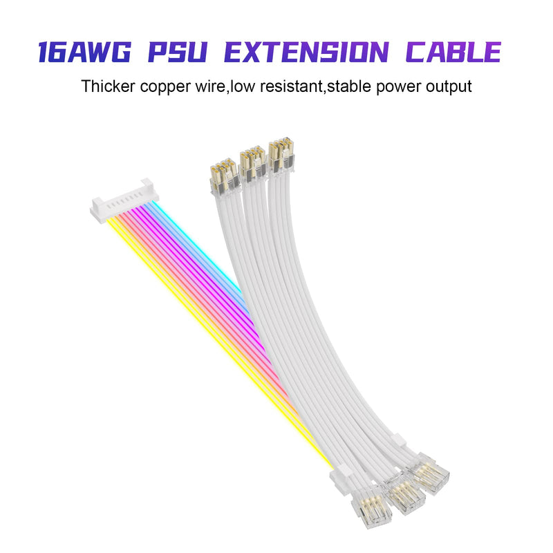  [AUSTRALIA] - Sirlyr RGB PSU Cables,Full White ARGB GPU Power Supply Cable 3 * 8(6+2) Pin,Strimer Extension Cable Kit 5V 3Pin Synchronized,Customed White PC Chassis (Transparent Connector) 3*8Pin Strip Style Transparent Connector