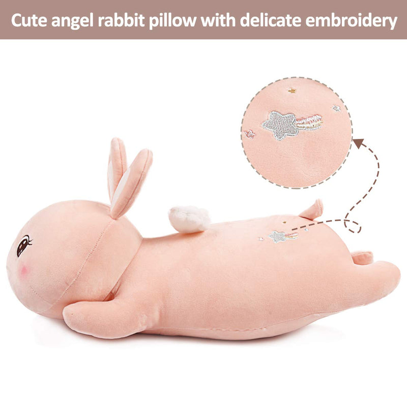  [AUSTRALIA] - 19.6" Pink Bunny Plush Stuffed Animal Pillow,Super Soft Cartoon Hugging Pillow Bunny Plush Toys,Cute Rabbit Doll Throw Pillow with Wings Coral