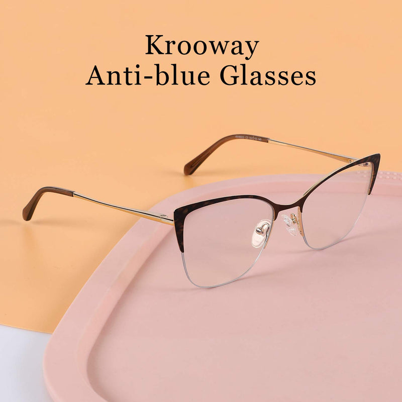  [AUSTRALIA] - Blue Light Blocking Glasses Women,Anti Eye Eyestrain Reading Gaming Glasses Non Prescription, Fashion Round Cat Eye Glasses (Brown)
