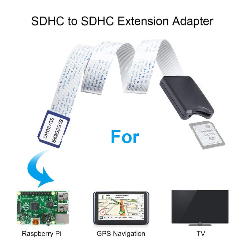 Electop SD to SD Card Extension Cable SD Extender Adapter Flexible Memory Card SDHC of 4/8/16/32/64GB Compatible with SanDisk SDXC,Kindle,3D Printer,Raspberry Pi,Arduino GPS,TV SDHC(SD to SD) - LeoForward Australia