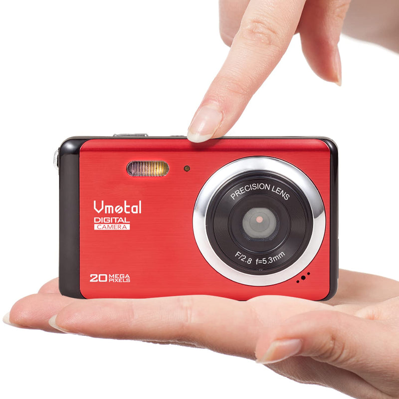  [AUSTRALIA] - 2.8 inch TFT LCD Rechargeable FHD 1080P Mini Digital Camera, Vmotal Video Camera Digital Students Cameras with 8X Digital Zoom 20 MP HD Compact Camera for Kids/Beginners/Elderly (Red) Red