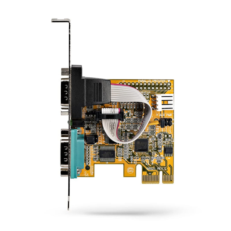  [AUSTRALIA] - StarTech.com 2-Port PCI Express Serial Interface Card, Dual Port PCIe to RS232 (DB9) Serial Card, 16C1050 UART, Low/Full Profile Brackets, COM Retention, for Windows/Linux (21050-PC-SERIAL-LP)