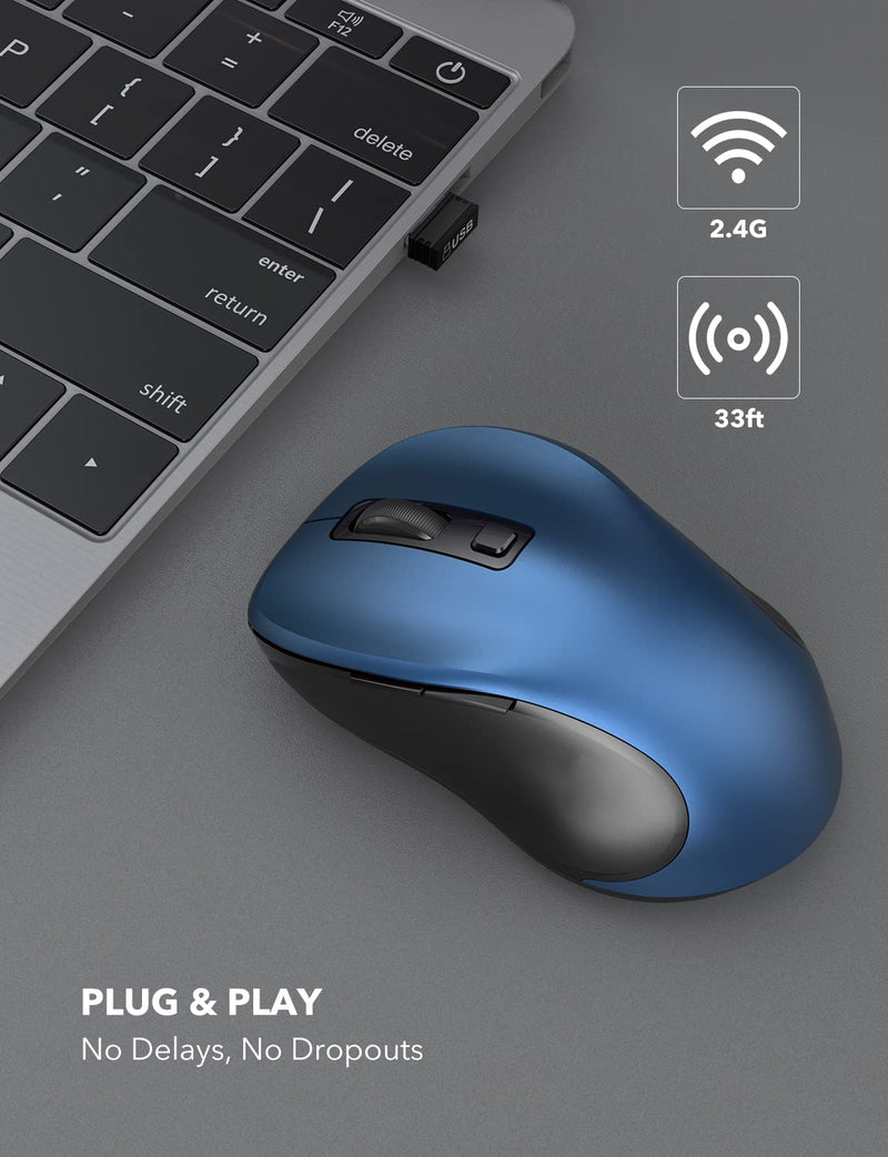  [AUSTRALIA] - Wireless Mouse for Laptop, Trueque 2.4G Ergonomic Computer Mouse with 3 Adjustable DPI Levels, Page Up & Down Buttons, USB Mouse for Chromebook, PC, Desktop, Notebook, MacBook (Blue) Blue