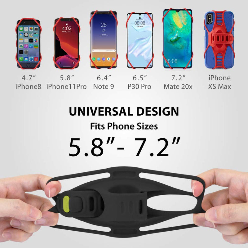  [AUSTRALIA] - Bone Universal Bike Phone Mount for Motorcycle - Bicycle Handlebars, Adjustable, Fits iPhone 11 | 11 Pro, X, XR, 8 | 8 Plus, 7 | 7 Plus, 6s, Galaxy, S10, S9, S8, Holds Phones from 5.8” to 7.2”, Black