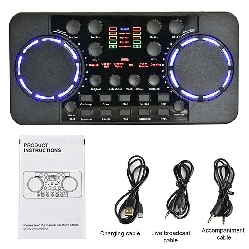  [AUSTRALIA] - CALIDAKA Professional Live Sound Card V300 Pro Sound Card Bluetooth 4.0 Noise Reduction Live Broadcast Sound Card Audio Mixer for Live Streaming Podcast Singing on Cell Phone Computer