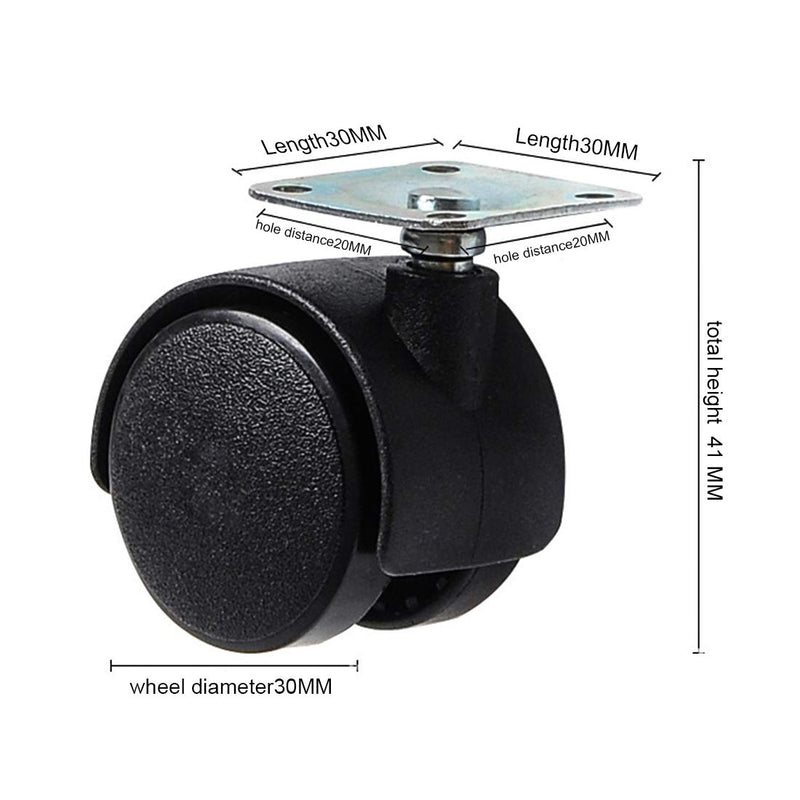  [AUSTRALIA] - Copapa 1" Dia Plastic Wheel Metal Top Plate Swivel Ball Bearing Casters 5 Pcs w Mounting Screws