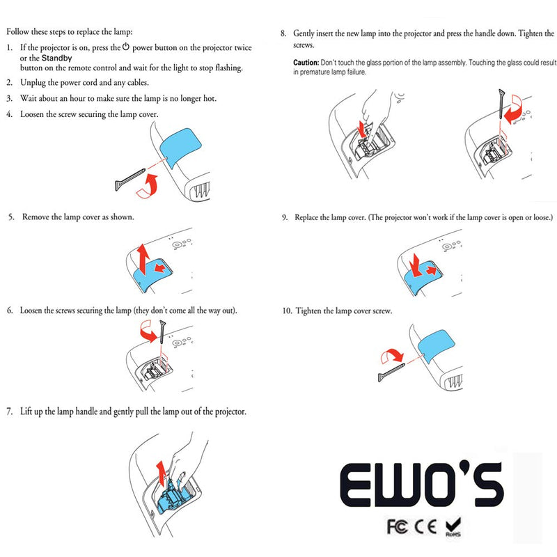  [AUSTRALIA] - EWO'S ELP67 Replacement Projector Lamp for Epson ELPLP67 PowerLite Home Cinema 500 707 710HD 750HD EX5210 EX7210 EX3210 EX3212 VS210 VS220 X12 W12 S12 V13H010L67 Lamp Bulb Replacement