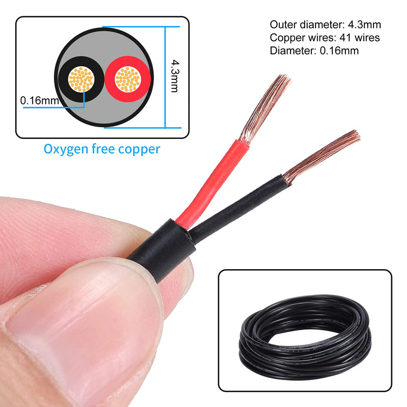  [AUSTRALIA] - 18 Gauge 2 Conductor Electrical Wire 18AWG Electrical Wire Stranded PVC Cord Oxygen-free copper Cable 32.8FT/10M Flexible Low Voltage LED Cable for LED Strips Lamps Lighting Automotive(18/2AWG-32.8FT)