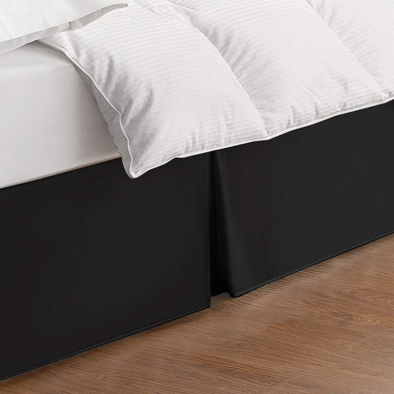  [AUSTRALIA] - Bed Maker's Tailored Wrap-Around Bedskirt Never Lift Your Mattress Classic 14” Drop Length Pleated Styling, Black, California King