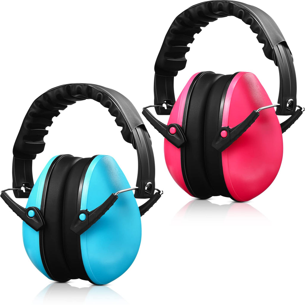  [AUSTRALIA] - 2 Pieces Kids Ear Protection Noise Canceling Headphone Adjustable Hearing Protection Ear Muffs for Kids Toddler Studying Pink, Blue, Black