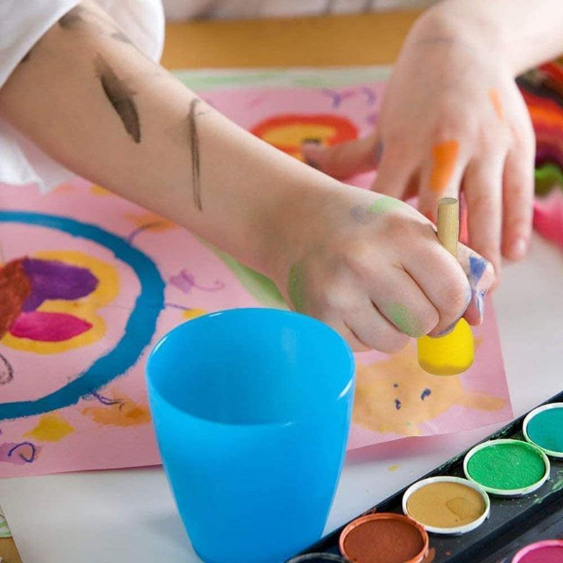 [AUSTRALIA] - 28-Pieces Assorted Size Round Sponges Brush Set, Paint Tools for Kids Yellow