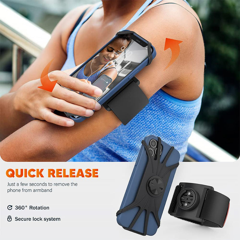  [AUSTRALIA] - TUSITA Running Armband Compatible with Garmin Bike GPS Computer, 4.7"-6.9" Phones - Universal Detachable Phone Mount Holder + Sport Arm Band for iPhone 13/12/11 Pro MAX Samsung Galaxy Note20 S21 Black