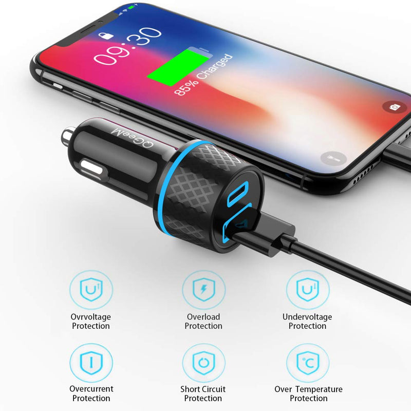 USB C Car Charger Adapter,QGeeM 42.5W 2 Port Fast Car Charger with Power Delivery & Quick Charge 3.0 Compatible with iPhone12/12 Pro/Max/12 Mini/iPhone 11/Pro/Max/XR/XS/Max/8/8P,iPad Pro 2020,MacBook - LeoForward Australia
