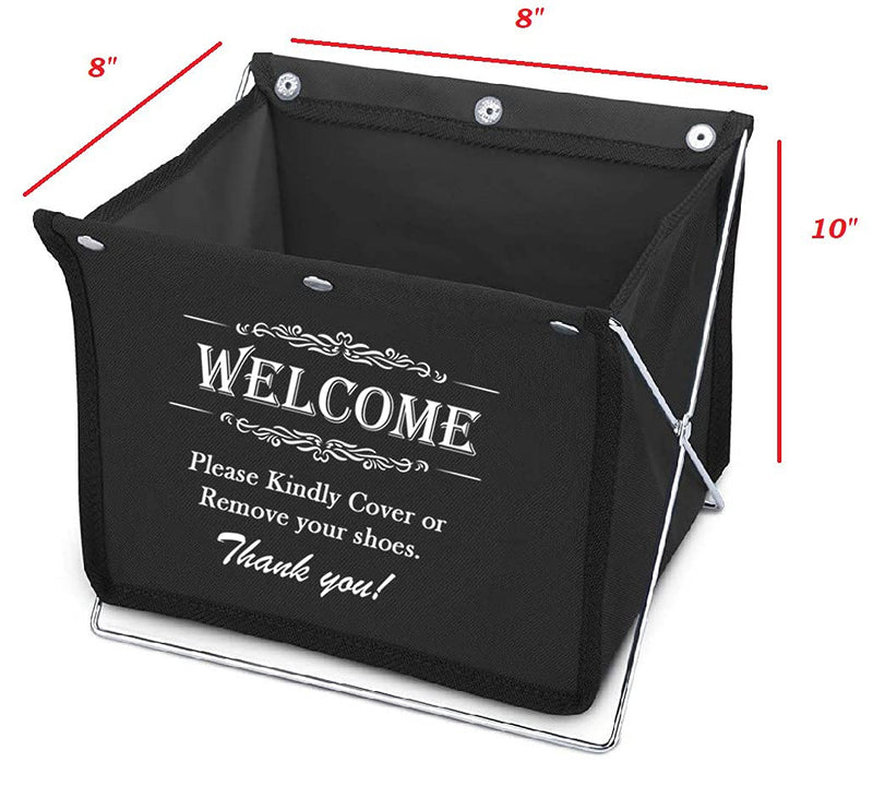  [AUSTRALIA] - Foldable Fabric Storage Box for Disposable Shoe Covers or Booties (Includes 10 Pairs of Shoe Covers)! Great for Realtor Listings and Open Houses. Ideal for Realtors, Contractors, Painters! (Black) Black