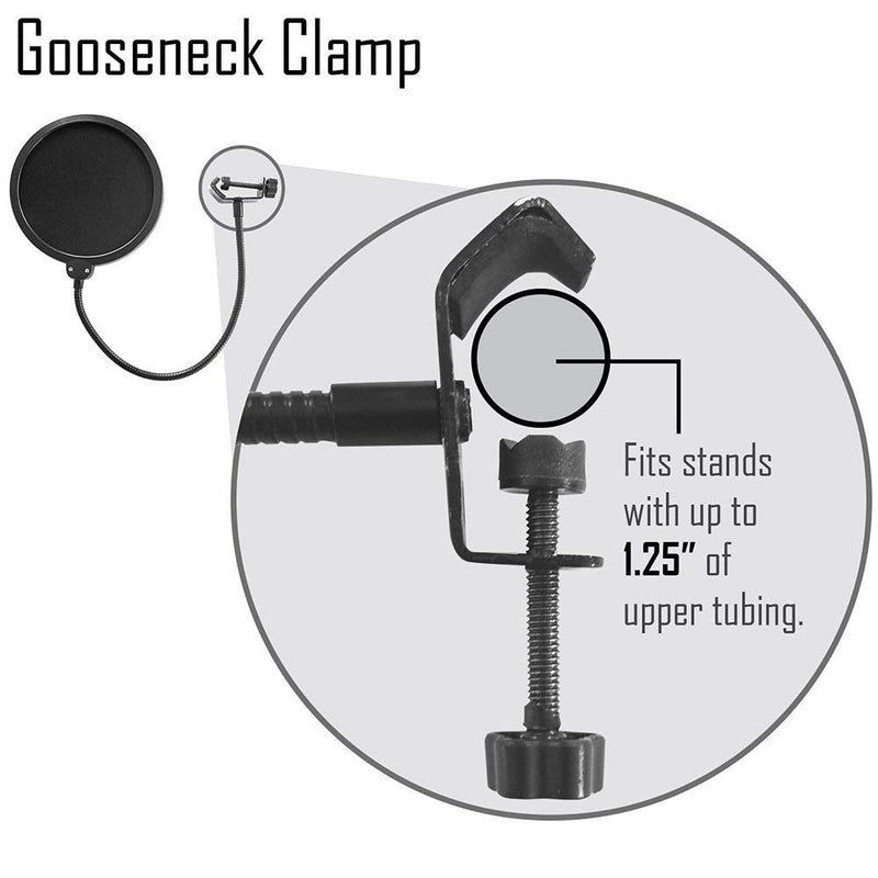  [AUSTRALIA] - AxcessAbles 6 Inch Dual Layer Studio Microphone Pop Filter for Isolation Shield, Pop Blocker with 14 Inch Gooseneck for Blue Yeti Mic, AT2020, Recording Studios. Mic Pop Guard