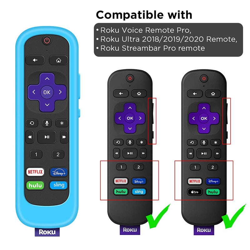  [AUSTRALIA] - 2 Pack Case for Roku Voice Remote Pro,Cover Roku Ultra 2020/2019/2018 Remote Control Silicone Protective Controller Back Sleeve Holder Universal Replacement Skin New Protector(Glow Blue,Glow Green)