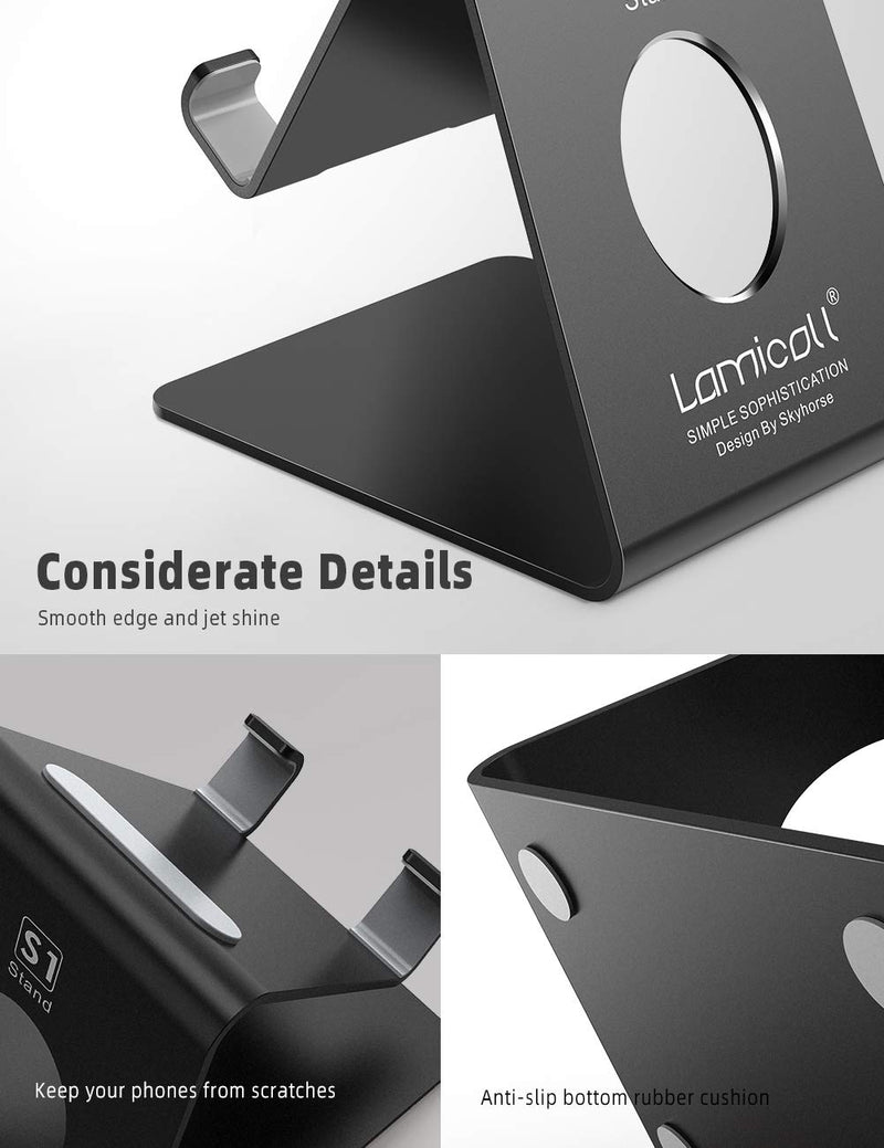  [AUSTRALIA] - Lamicall Cell Phone Stand, Phone Dock: Cradle, Holder, Stand for Office Desk - Black