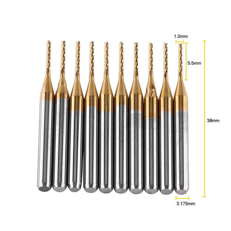  [AUSTRALIA] - 10pcs Carbide End Mill Coat Milling Cutter Engraving Bits Rotary Burrs Set 3.175mm x 1mm 38x3.175x1mm