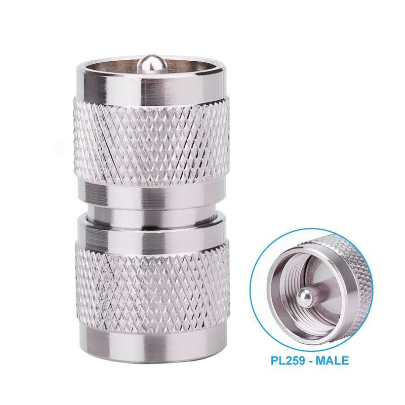 [AUSTRALIA] - MOOKEERF 2PCS UHF Male Connector PL259 Male to Male Adapter Low Loss UHF Male PL-259 Connector