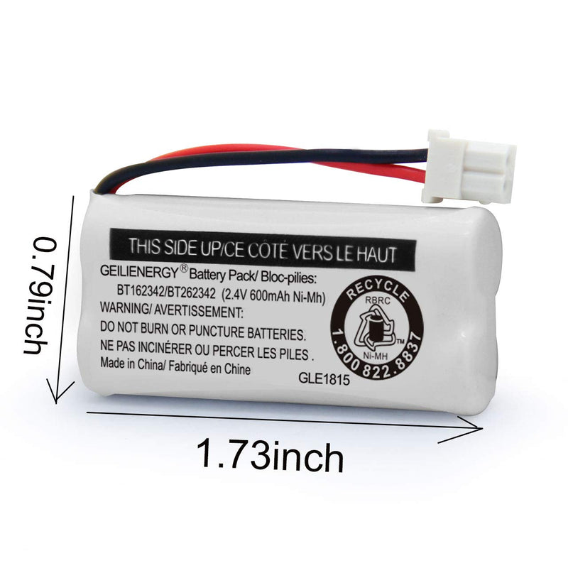  [AUSTRALIA] - GEILIENERGY Replacement Battery BT162342 / BT262342 BT166342/BT266342 BT183342/BT283342 Compatible for Cordless Telephones CS6114 CS6419 CS6719 EL52300 CL80111(Pack of 4) 4 Pack BT162342 Batteries