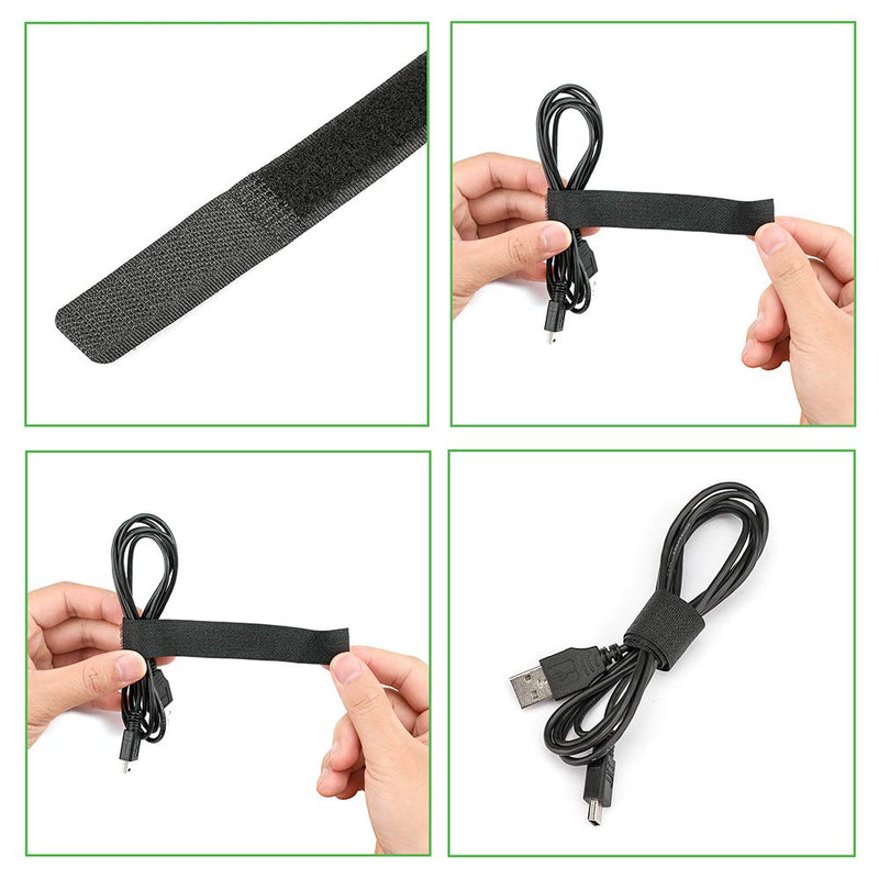  [AUSTRALIA] - 60PCS Reusable Cable Ties, Travel Wire & Cord Straps Organizer, Under Desk Cable Management for Computer/PC/Laptop/TV/Electronics, Black Nylon and 7 Inches in Length