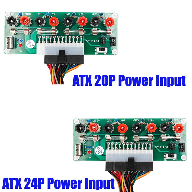  [AUSTRALIA] - Upgrade Version 20/24 Pins ATX Benchtop PC Power Breakout Adapter with USB 5V Port