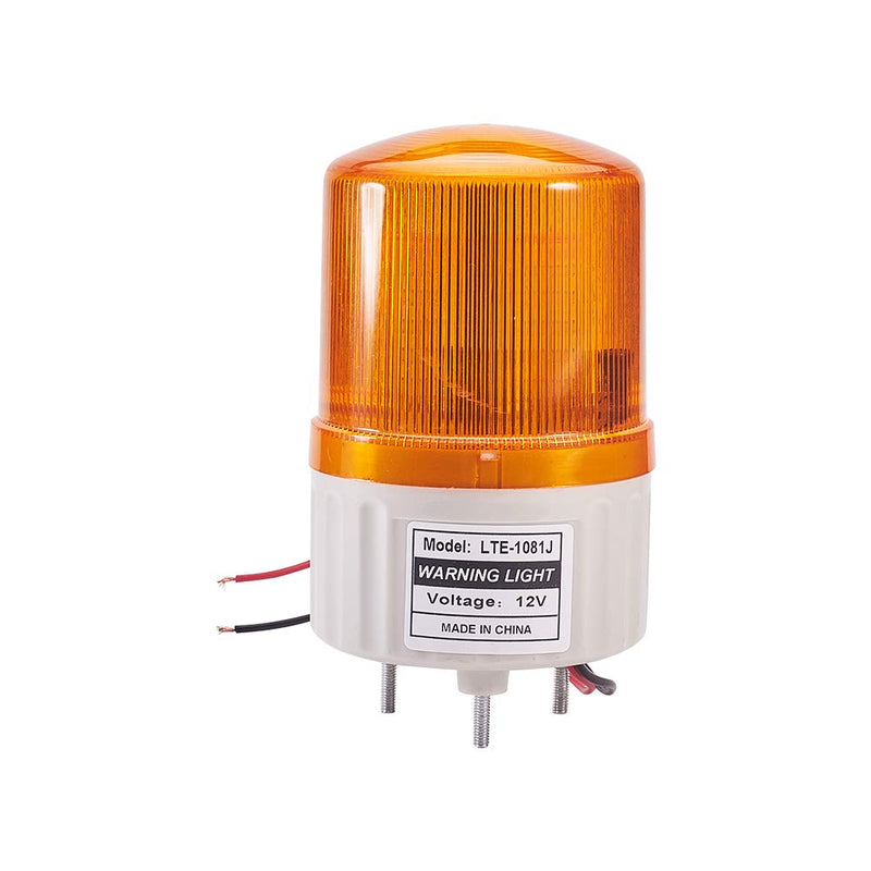 [AUSTRALIA] - Bettomshin 1Pcs 90dB Rotating Warning Light Bulb, 12V DC 2W, Industrial Signal Tower with Buzzer Alarm Indicator Lamp for Construction Freight Works TB-1081J Yellow 12V Yellow