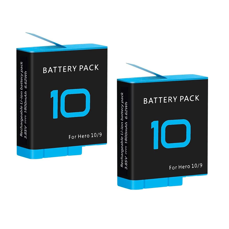  [AUSTRALIA] - 2 Pack Batteries for GoPro Hero 9 10, Go Pro 10/9 Black Battery Accessories,Compatible with GoPro Enduro Rechargeable Battery 1800mAh 2 Pack Batteries