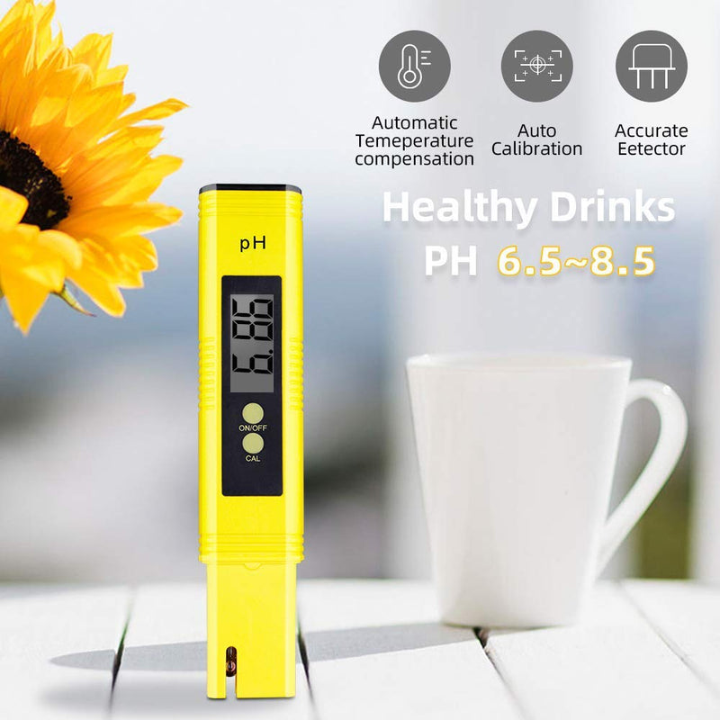 Digital PH Meter PH Tester 0.01 PH High Accuracy Water Quality Tester with ATC for Household Drinking Water, Swimming Pools, Aquariums, Hydroponics（Yellow） - LeoForward Australia