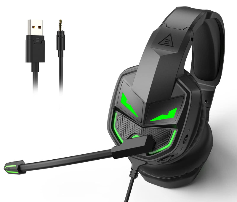  [AUSTRALIA] - EKSA Fenrir Gaming Headset for Xbox One, PS4, PC, PS5, Mobile Devices - Gaming Headphones with Noise Cancelling Microphone, Comfortable Ear Pads, 50 mm Drivers, RGB Light, One Key Control