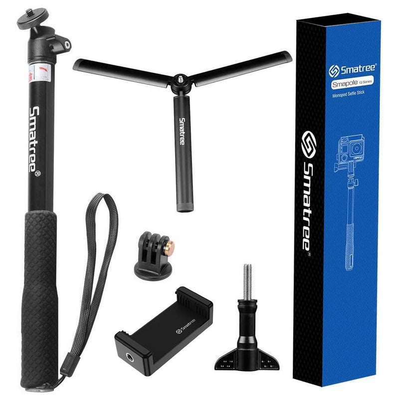  [AUSTRALIA] - Smatree Telescoping Selfie Stick with Tripod Stand Compatible for GoPro Hero 11/10/9/8/7/6/5/4/3+/3/Session/GOPRO Hero (2018),Insta360,DJI OSMO Action,Ricoh Theta S/V,Compact Cameras and Cell Phones