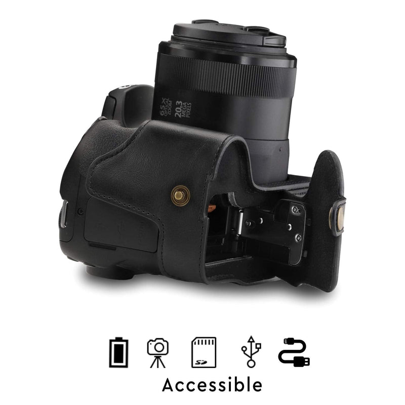  [AUSTRALIA] - MegaGear MG1600 Ever Ready Leather Camera Half Case Compatible with Canon PowerShot SX70 HS - Black, One Size