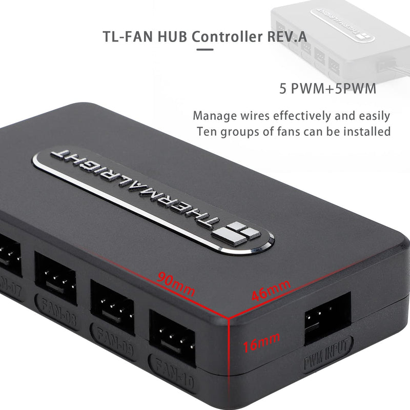  [AUSTRALIA] - Thermalright Fan HUB Controller REV. A 12V Fan Hub Support 10 Groups of Fans, Strong Paste + Magnetic Suction, 10-Port 4 Pin PC Fan Controller, SATA Power Cord Direct Input FAN HUB×10 port