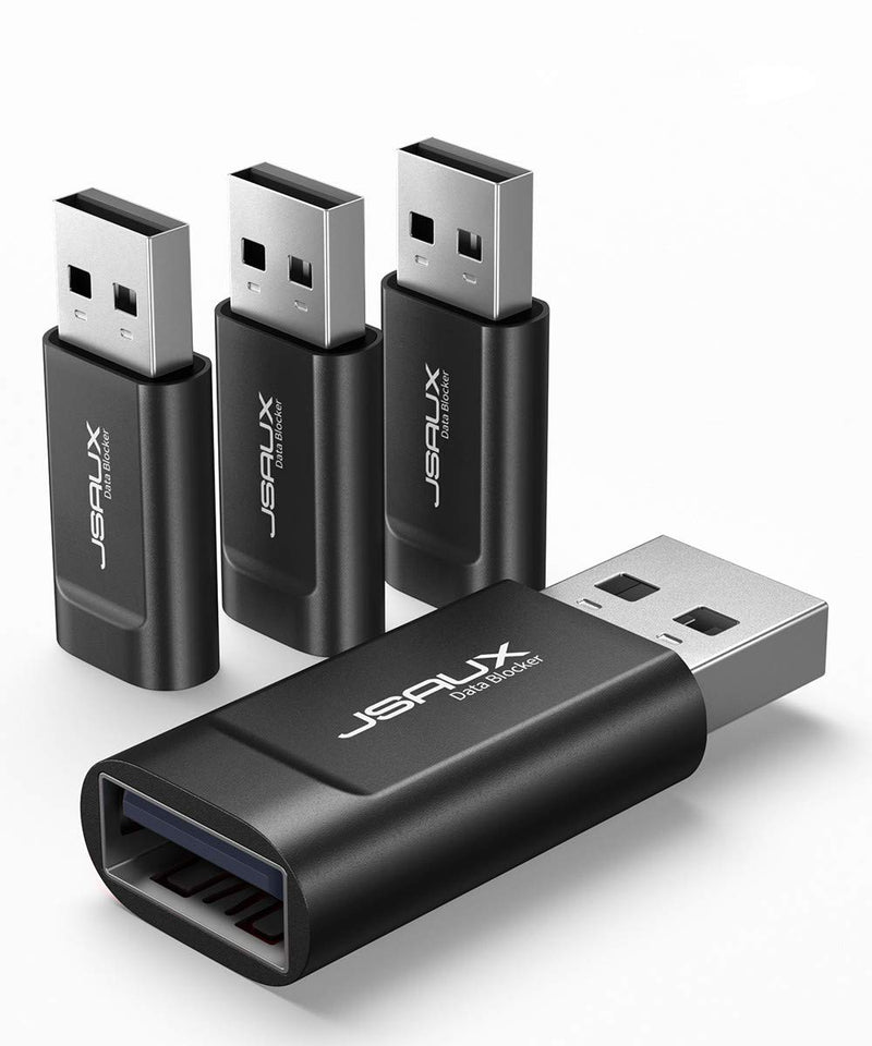  [AUSTRALIA] - USB Data Blocker, JSAUX (4-Pack) USB-A Defender Only for Quick Charge, Protect Against Juice Jacking, Refuse Hacking Provide Safe Charging- Black