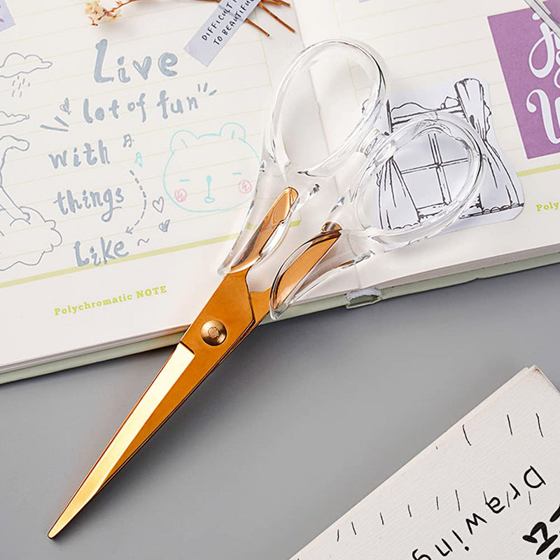  [AUSTRALIA] - Acrylic Scissors,Multipurpose Stylish Scissors, Stainless Steel Scissors with Clear Acrylic Handle, Stationery Paper Cutting Tool for Office, Home, School (Rosegold)