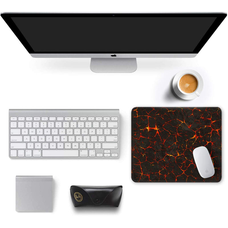  [AUSTRALIA] - Auhoahsil Gaming Mouse Pad, Square Volcanic Cracks Design Anti-Slip Rubber Mousepad with Stitched Edges for Office Game Laptop Computer Men, Pretty Custom Pattern, 11.8" x 9.8", Volcanic Lava Crack Volcanic Magma Crack