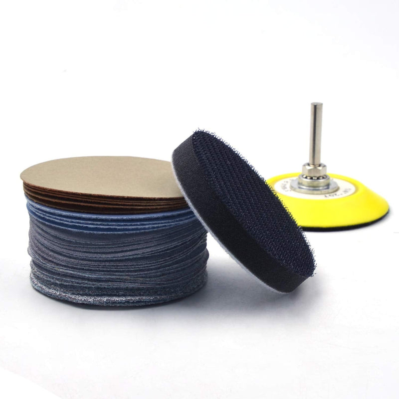  [AUSTRALIA] - 3 inch Multiple Grits Aluminum Oxide Dry & Wet/Dry Hook Loop Sanding Discs a 1/4 inch Shank Backing Pad + Soft Foam Buffering Pad, 5-Pieces Each 60, 240, 600, 1000, 5000 10000 Grits