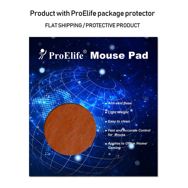 ProElife Premium Mouse Pad Mat Round PU Leather Mousepad for Home Office, for Magic Mouse/Surface Mouse and Wired/Wireless Bluetooth Mouse (Brown), Noiseless/Durable/Waterproof Surface PU leather-Brown - LeoForward Australia